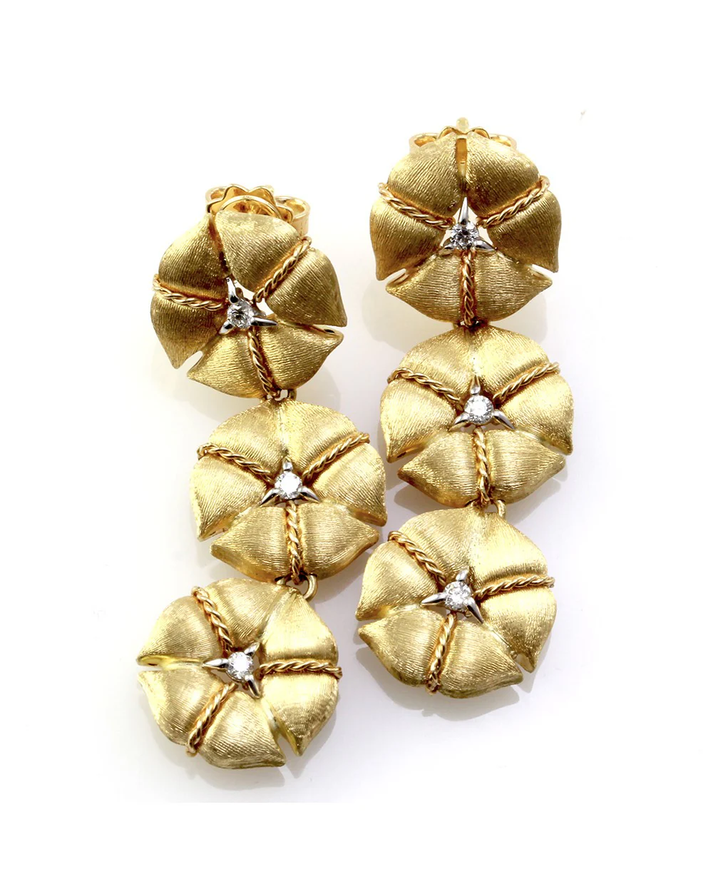 Nanis Amarcord Collection Diamond Flower Drop Earrings - Image 2