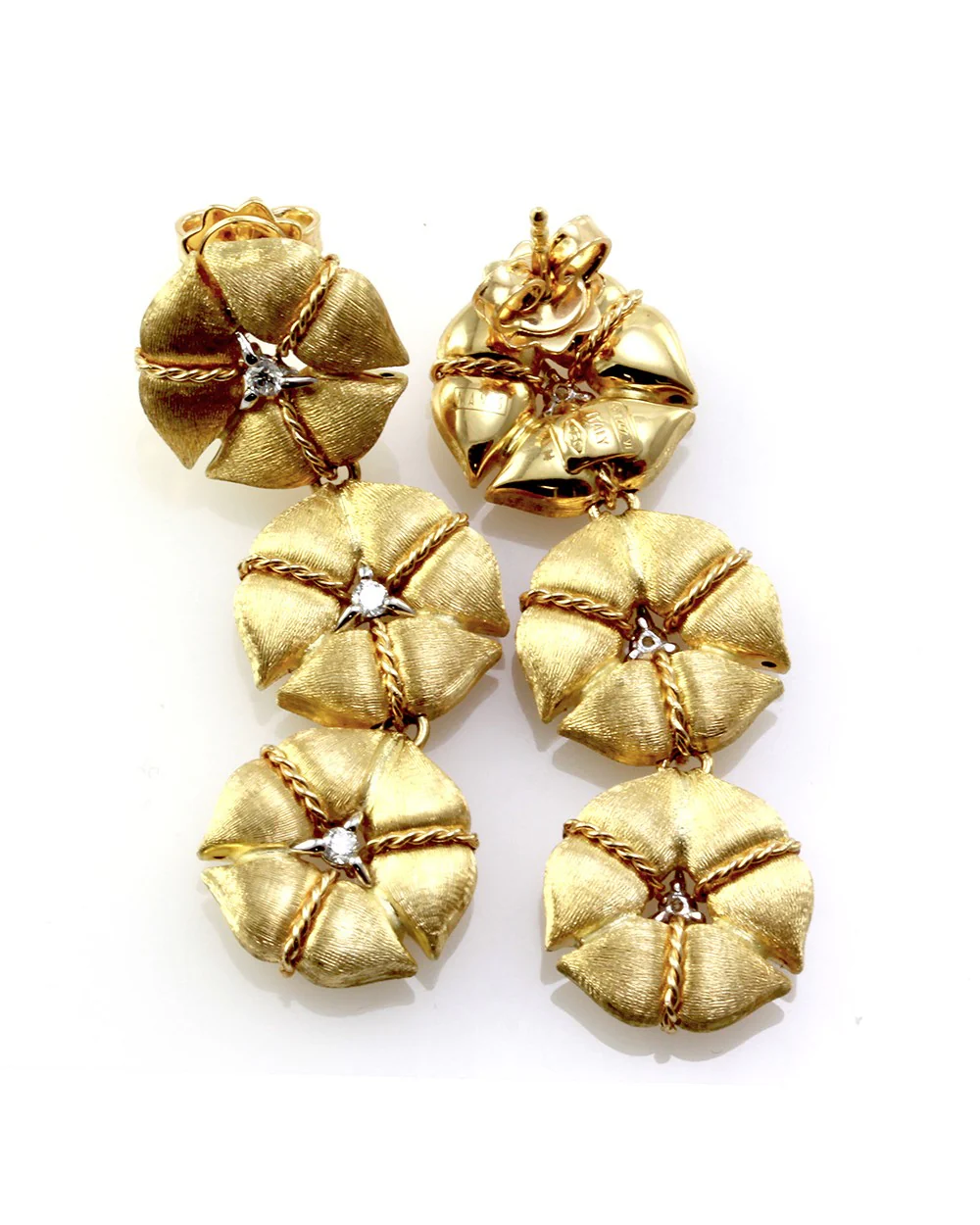 Nanis Amarcord Collection Diamond Flower Drop Earrings - Image 3