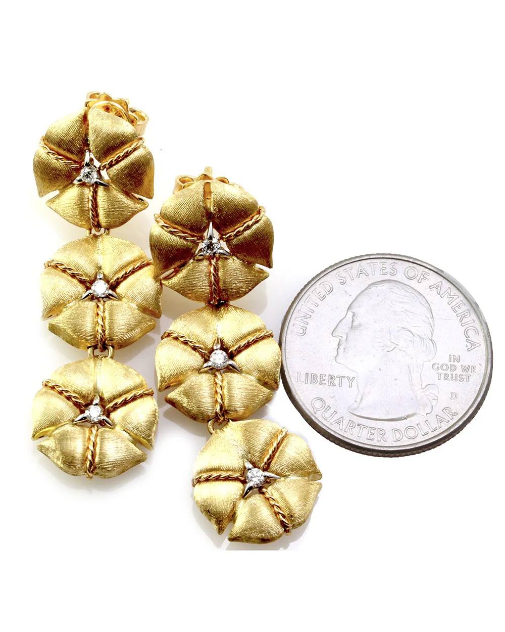 Nanis Amarcord Collection Diamond Flower Drop Earrings - Image 5