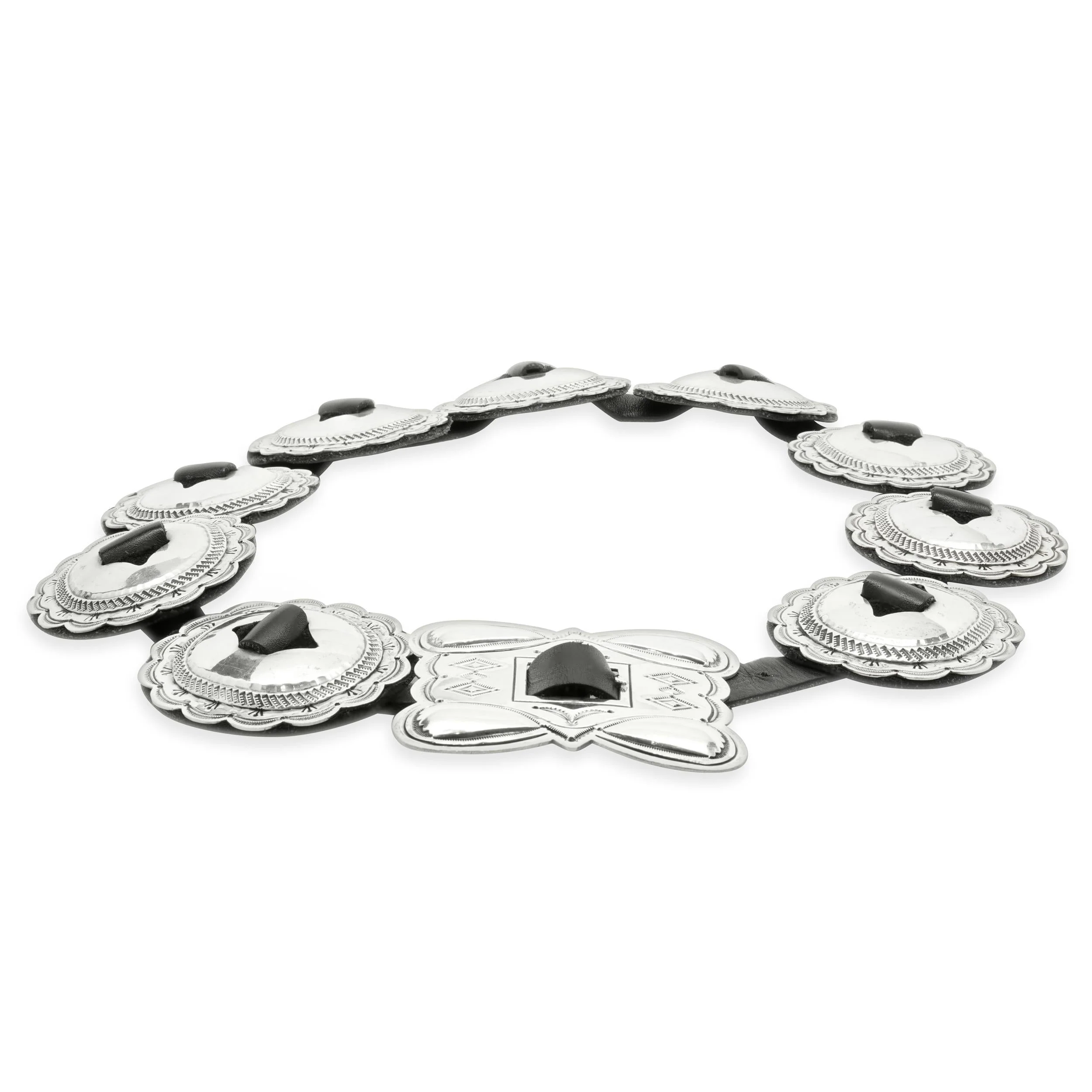 Native American Navajo John B. Begay jr. Sterling Silver 9 Concho Belt