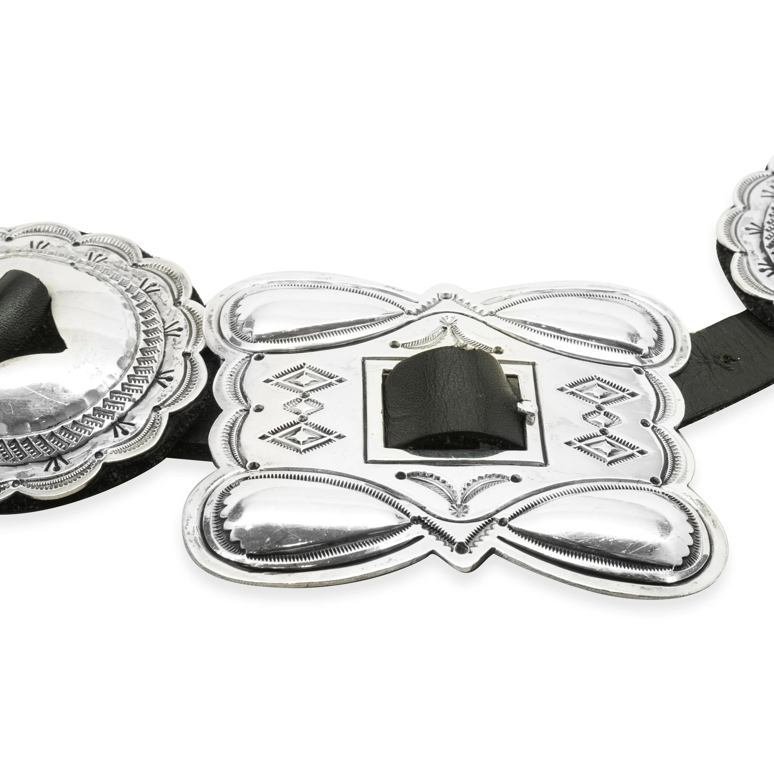 Native American Navajo John B. Begay jr. Sterling Silver 9 Concho Belt - Image 2