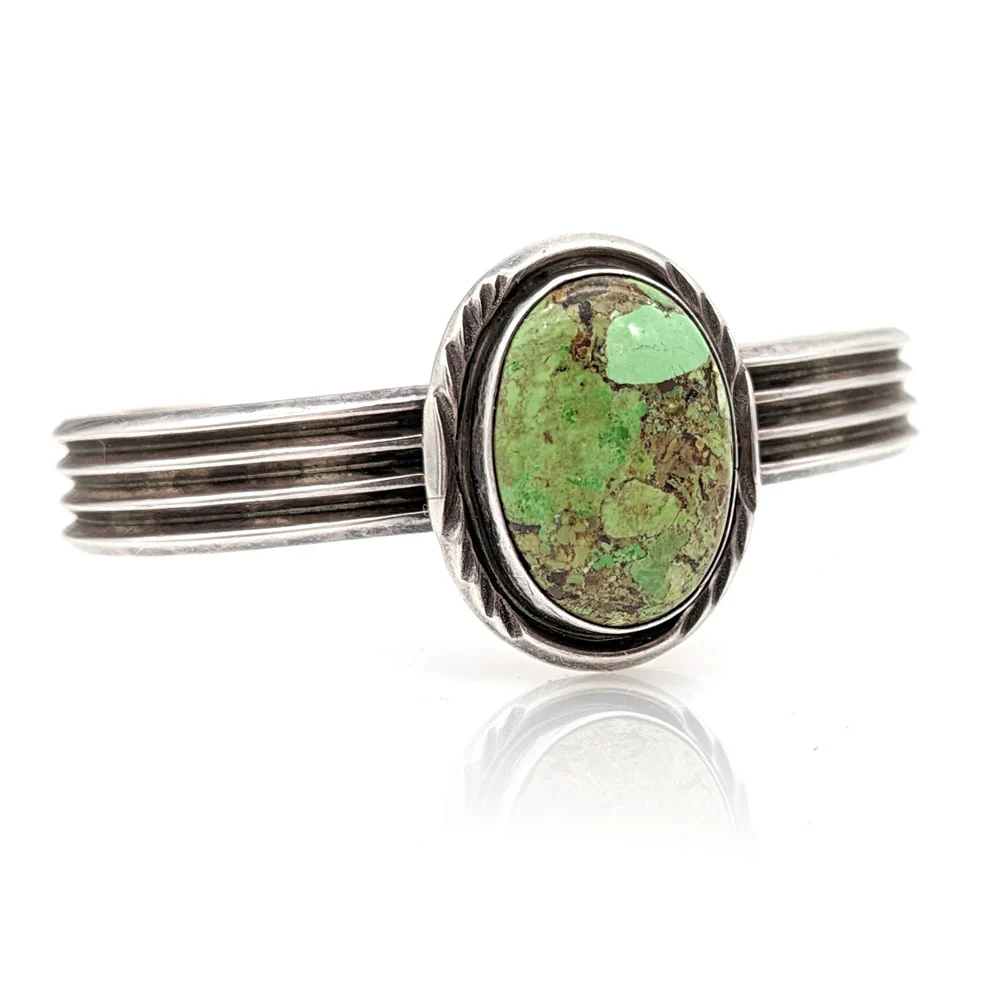 Navajo Archie Martinez Sterling Silver & Turquoise Cuff Bracelet - Image 2