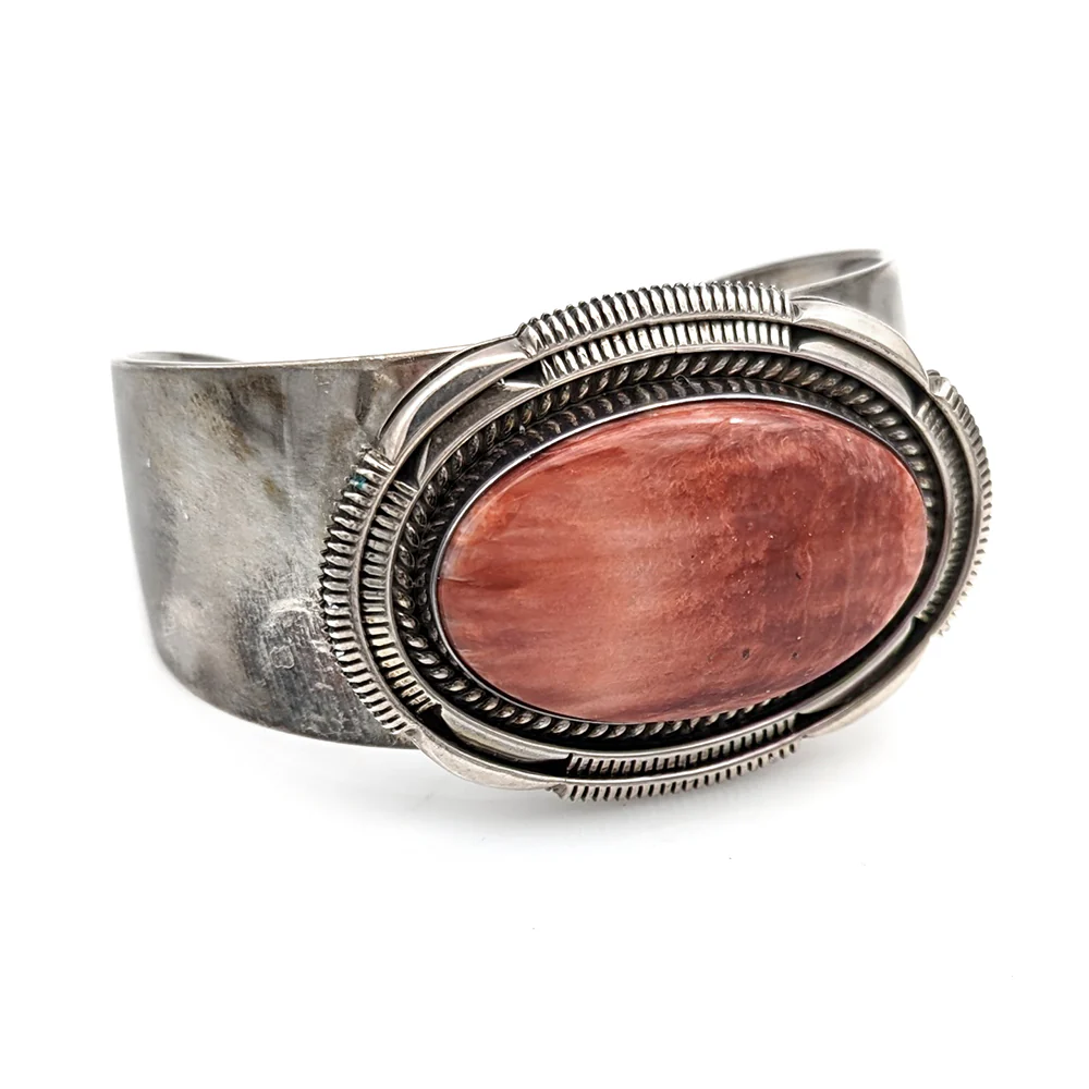 Navajo Artie Yellowhorse Sterling Silver Oyster Shell Cuff Bracelet