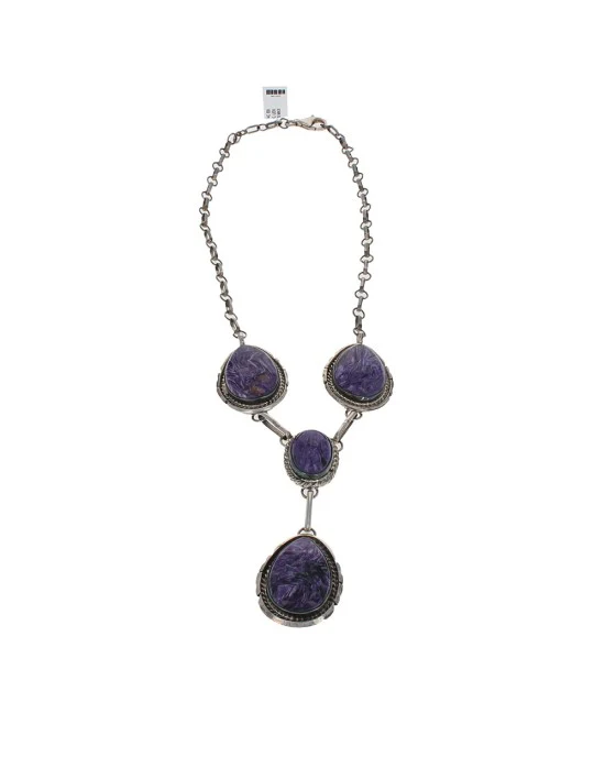 Navajo Augustine Largo Sterling Silver Charoite Necklace - Image 2
