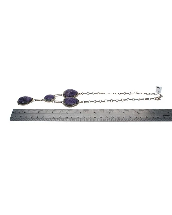 Navajo Augustine Largo Sterling Silver Charoite Necklace - Image 4