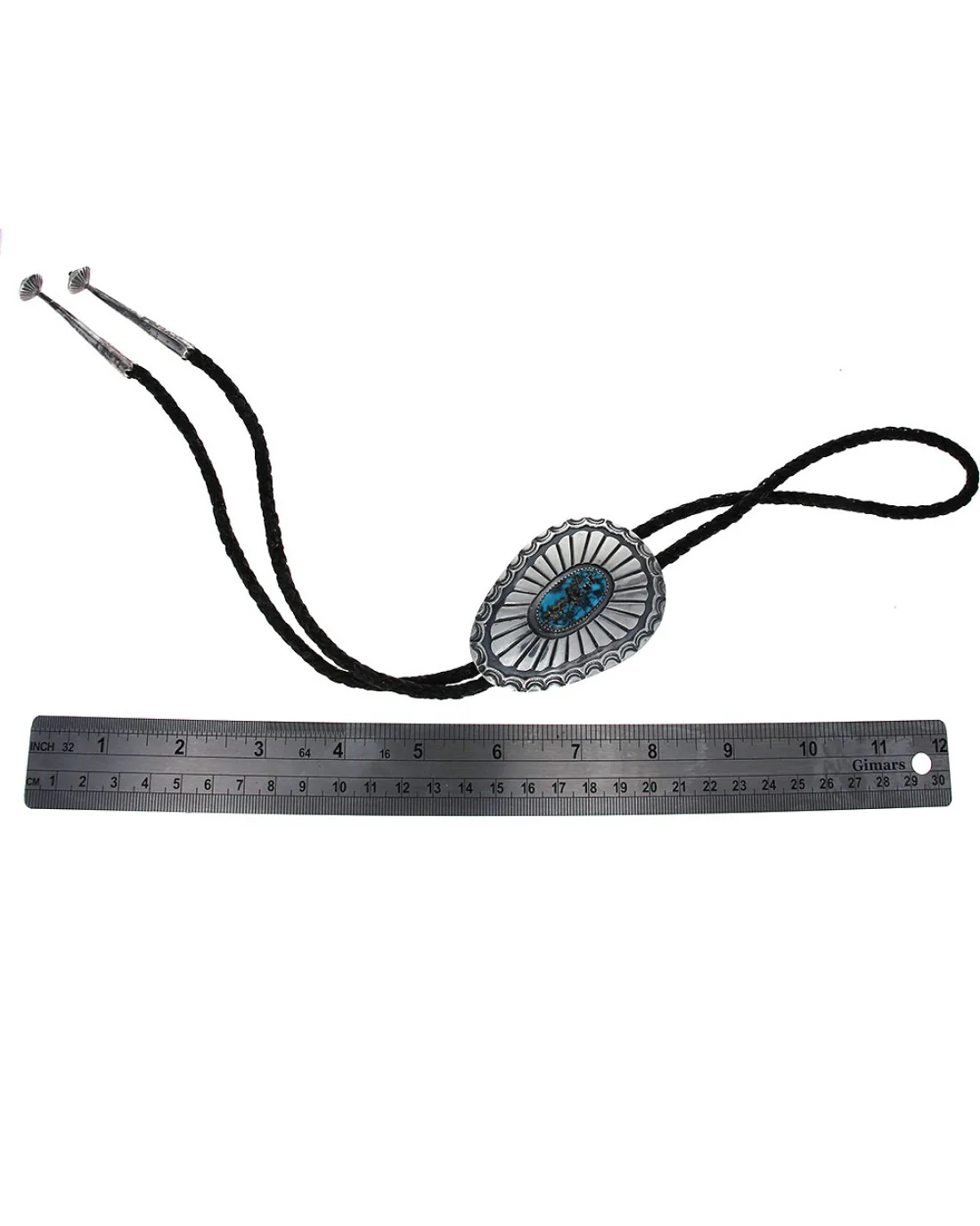 Navajo Charlie Mike Yazzie Sterling Silver & Turquoise Bolo Tie - Image 3
