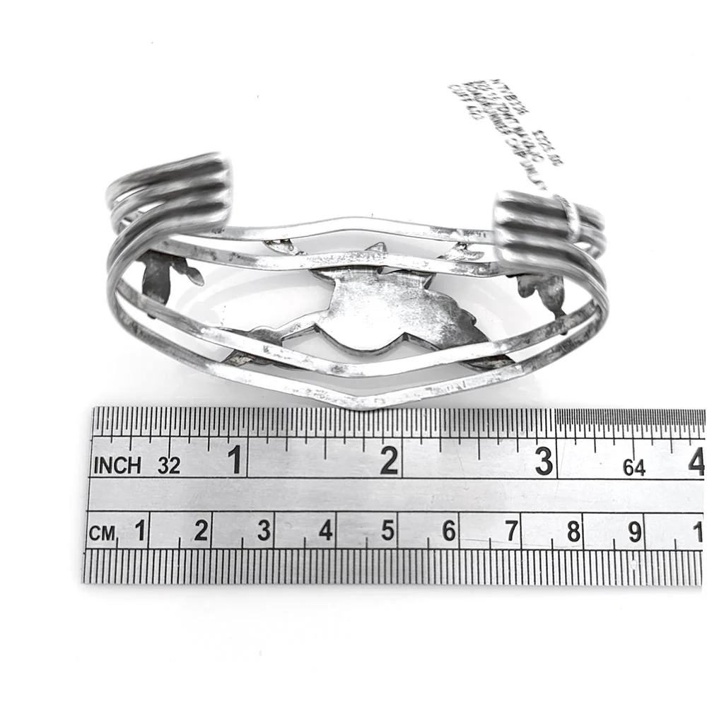 Navajo Sterling Silver Multi-Stone Chip Inlay Roadrunner Bracelet - Image 4