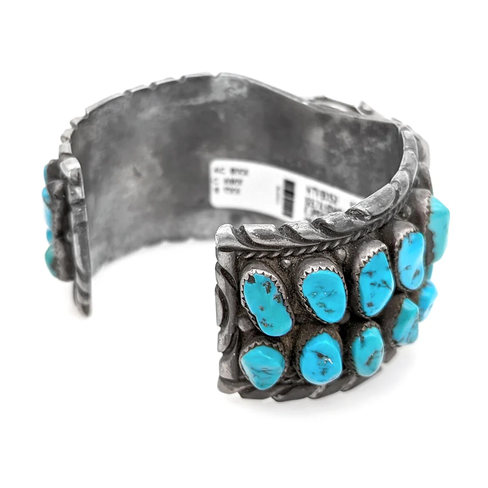 Navajo E. Spencer Sterling Silver & Turquoise Watch Cuff Bracelet - Image 4