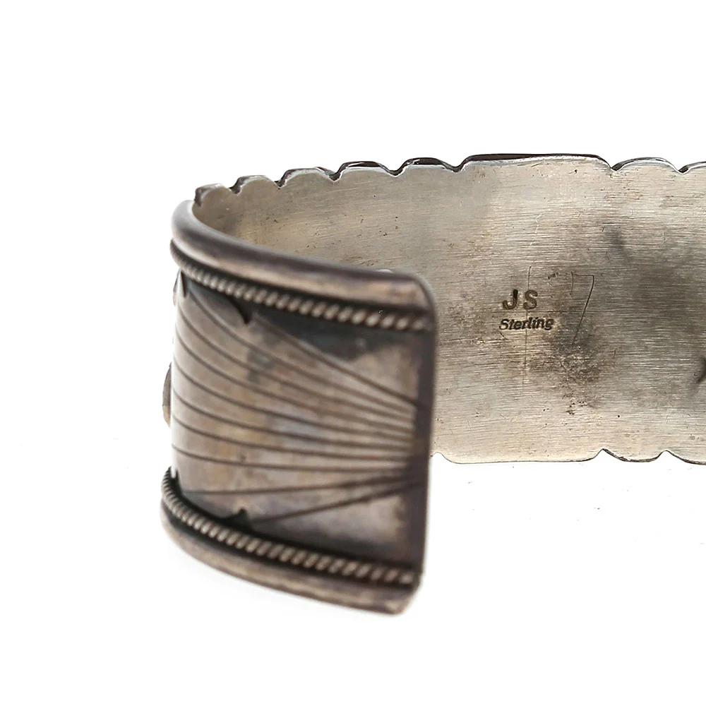 Navajo James Shay Sterling Silver Turquoise & Claw Cuff Bracelet - Image 2