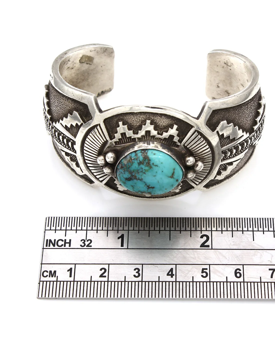 Navajo Jefferson Brown Sterling Silver & Turquoise Cuff Bracelet - Image 4