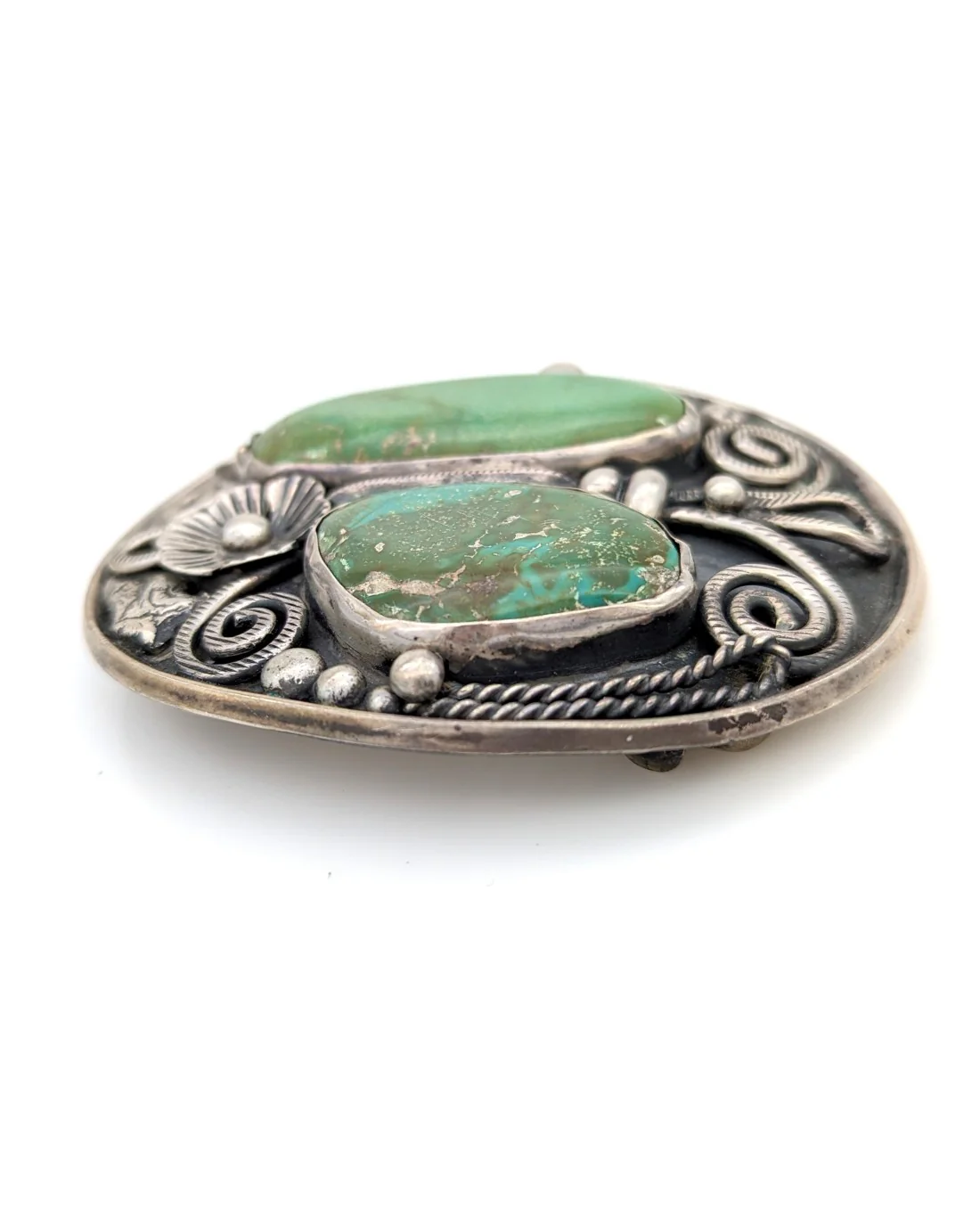 Navajo Jimmy Victor Begay Sterling Silver & Turquoise Buckle - Image 4