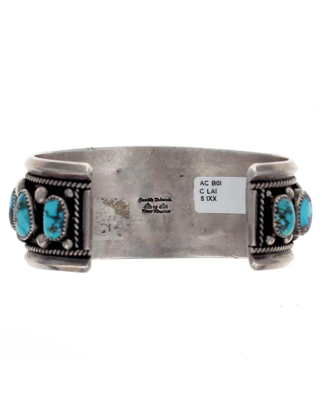 Navajo Orville Tsinnie Sterling Silver Turquoise Watch Cuff Bracelet - Image 3