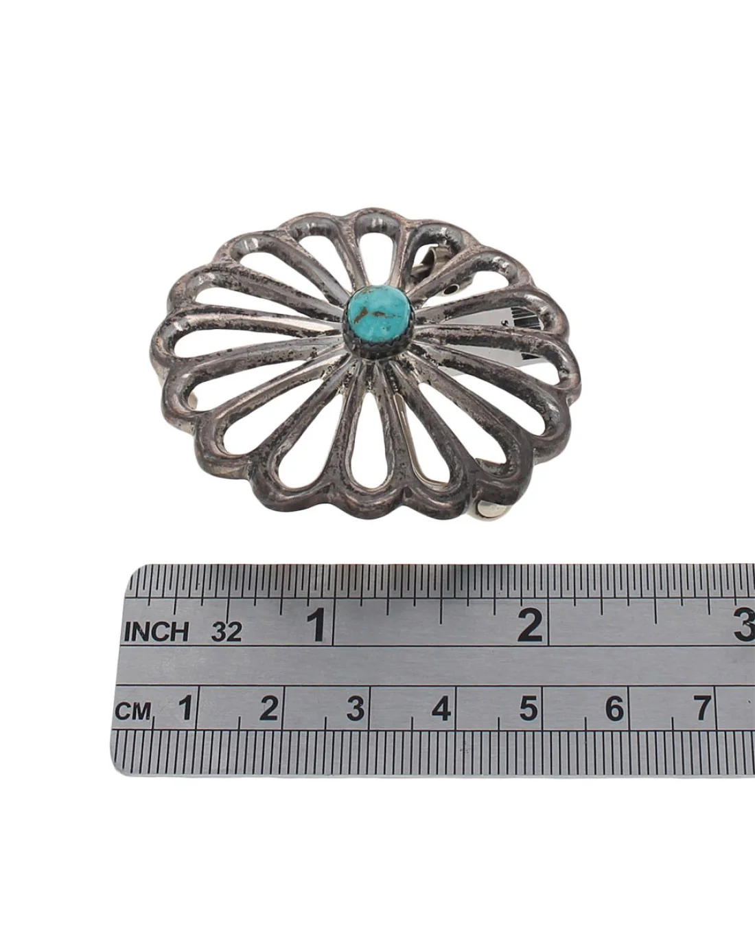 Navajo P. Attakai Sterling Silver & Turquoise Buckle - Image 3