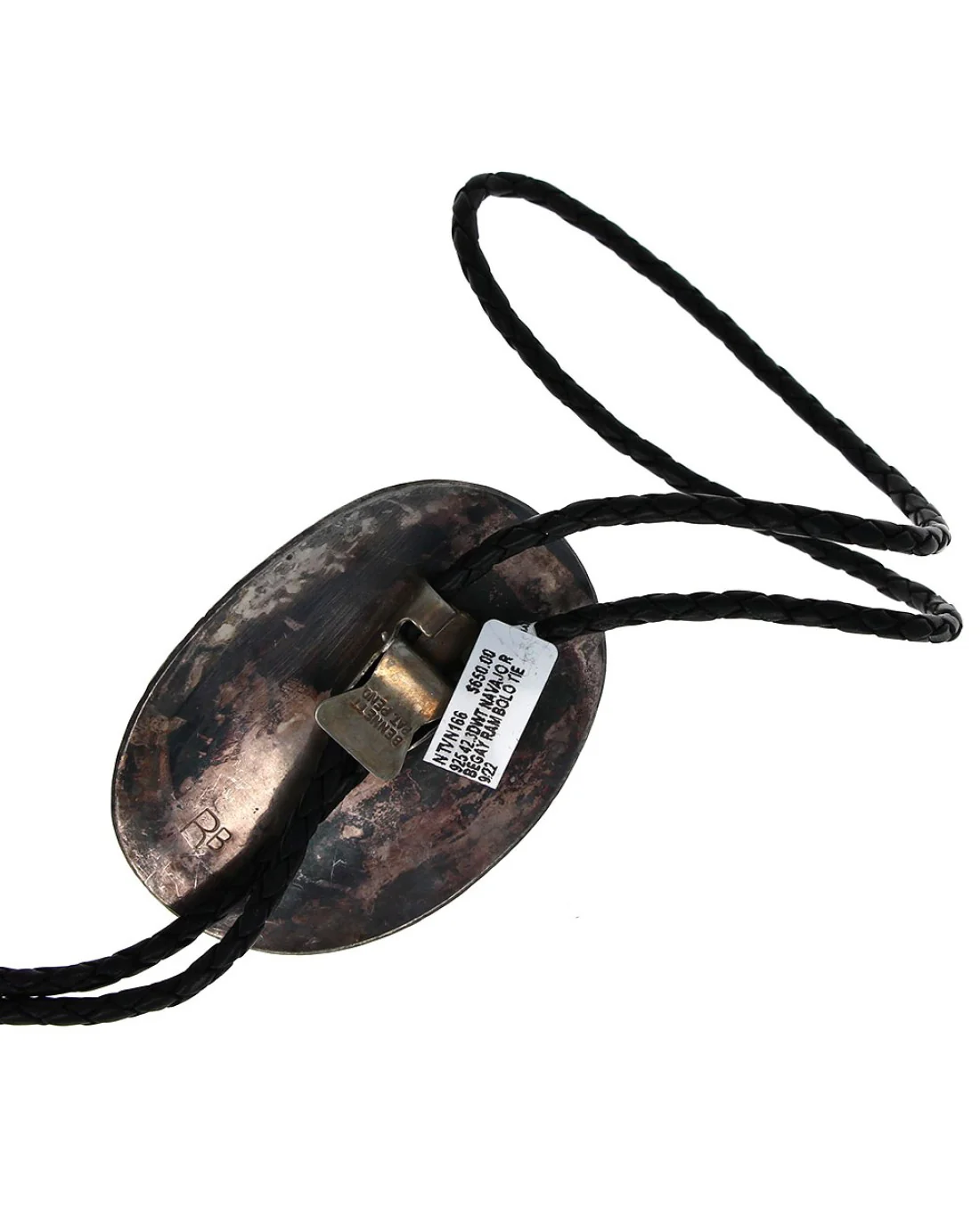Navajo Richard Begay Sterling Silver Carved Ivory Ram & Turquoise Bolo Tie - Image 2