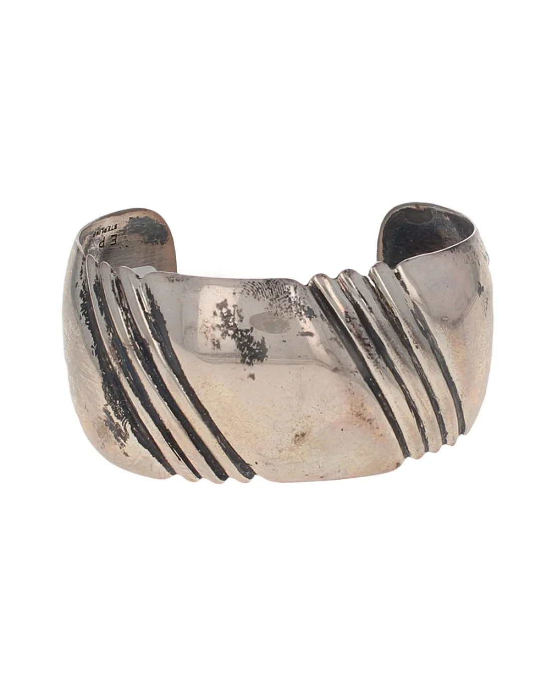 Navajo Signed EP Sterling Silver Cuff Bracelet - Image 2