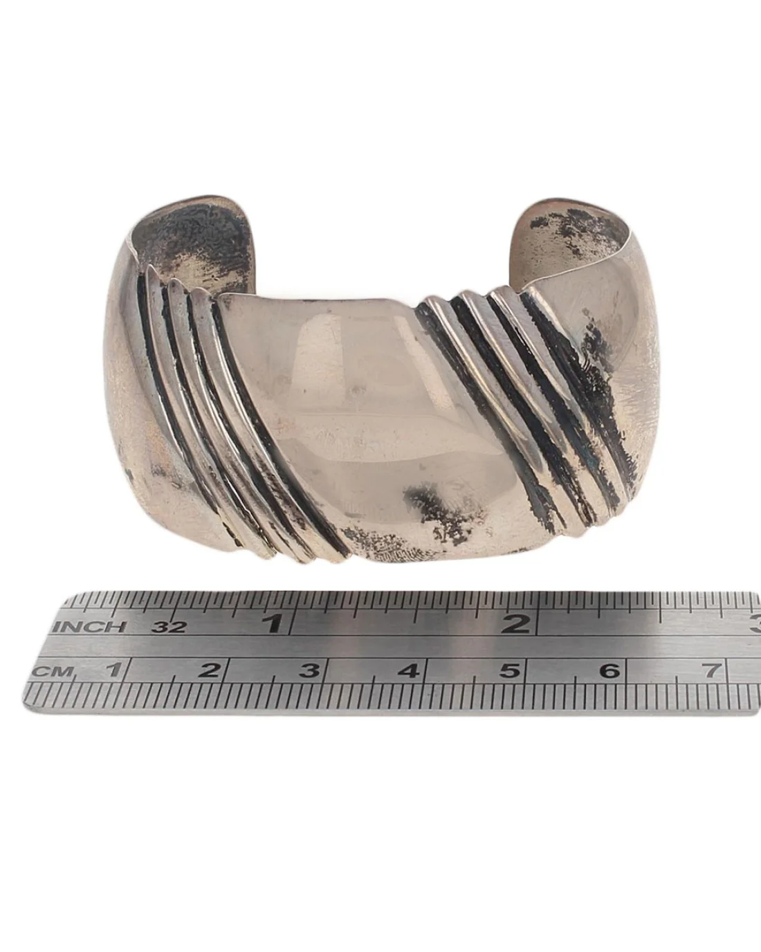 Navajo Signed EP Sterling Silver Cuff Bracelet - Image 4