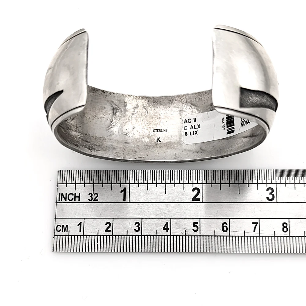 Navajo Signed K Sterling Silver Kokopelli Cuff Bracelet - Image 4