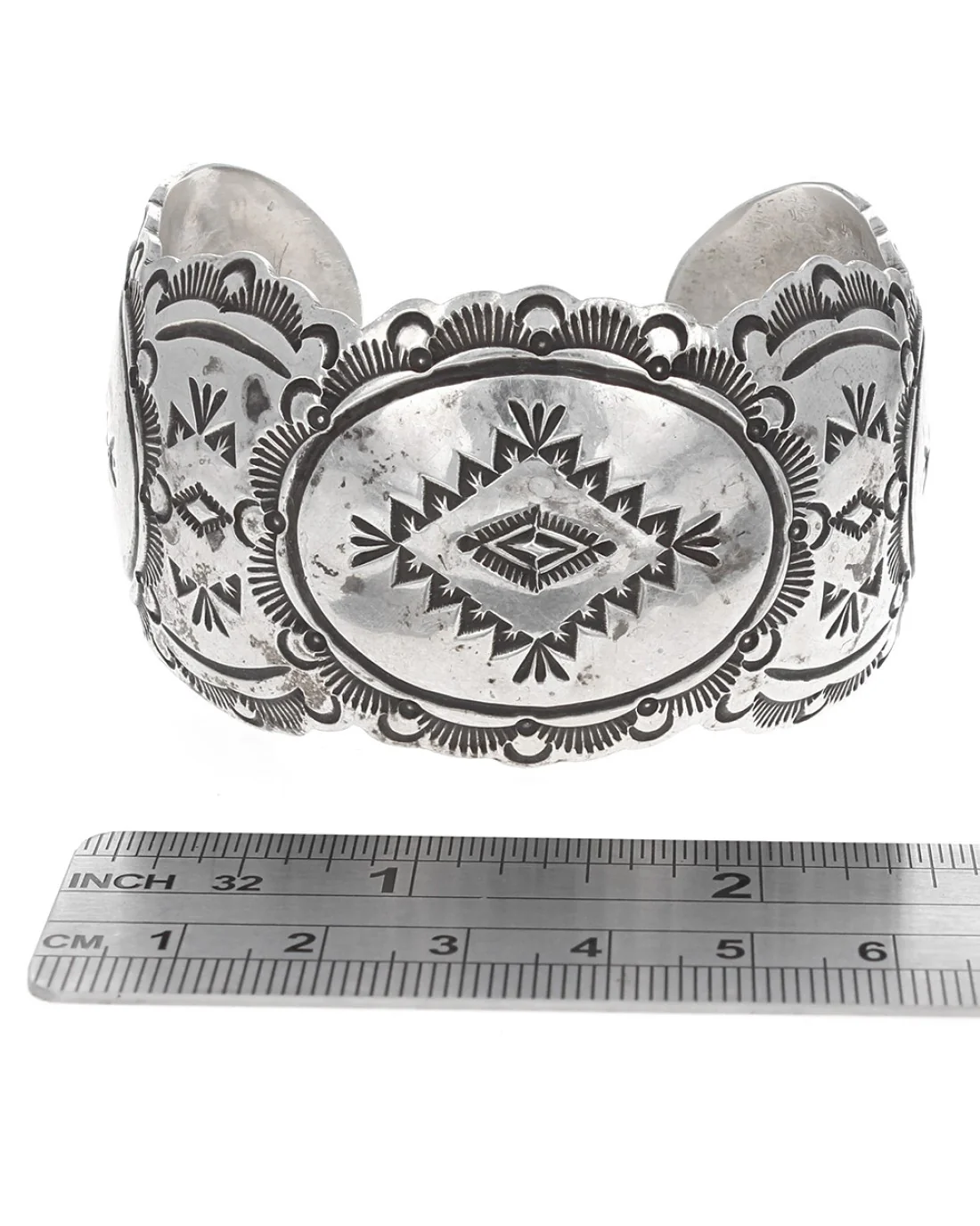 Navajo Stamped Sterling Silver Cuff Bracelet - Image 3