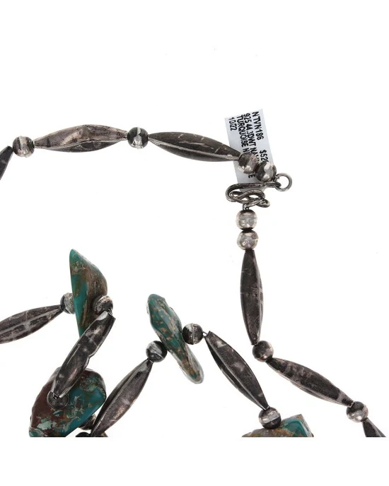 Navajo Sterling Silver Bead & Turquoise Necklace - Image 2