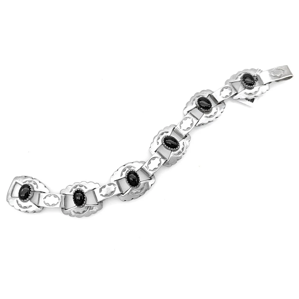 Navajo Sterling Silver & Black Onyx Bracelet - Image 2