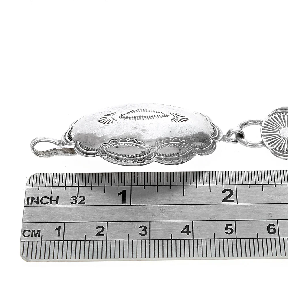 Navajo Sterling Silver Concho Belt - Image 3