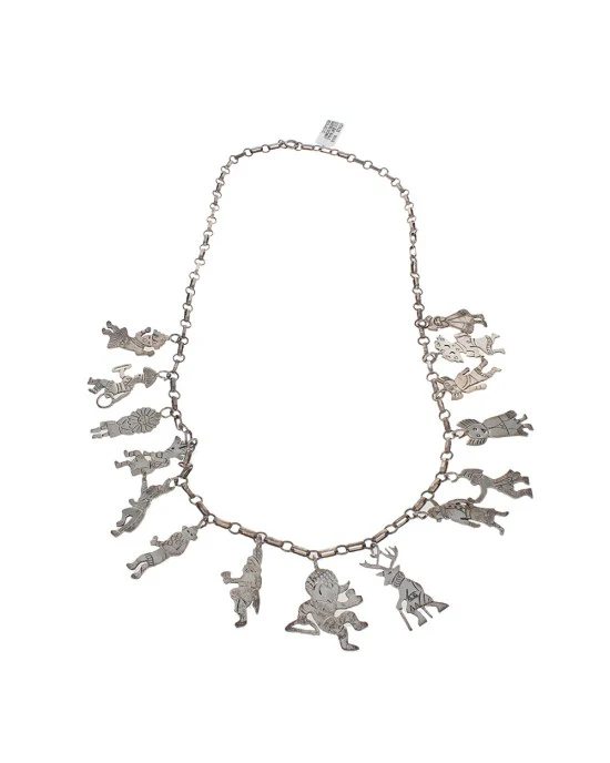 Navajo Sterling Silver Dancing Kachinas Necklace - Image 2