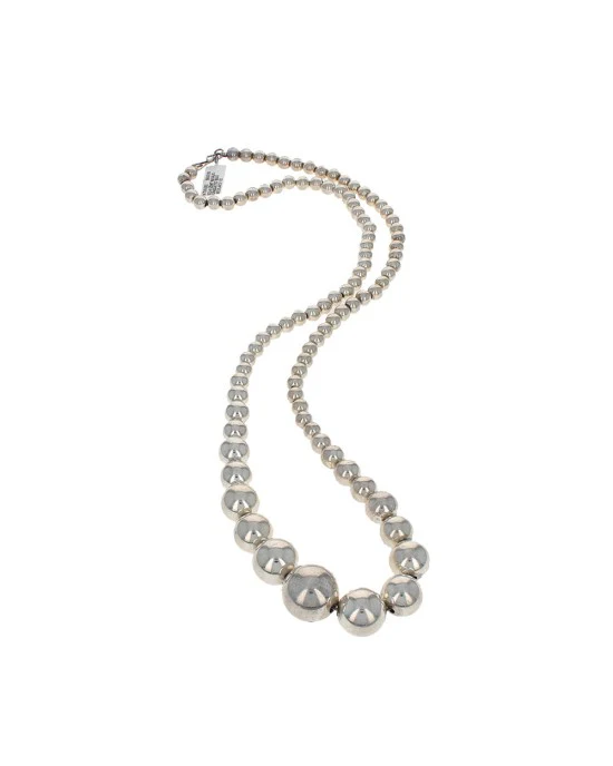 Navajo Sterling Silver Graduated Bead Necklace - Image 2