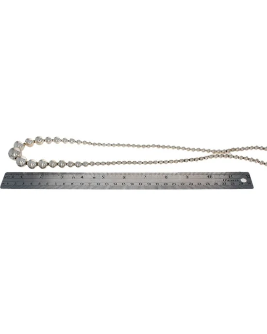 Navajo Sterling Silver Graduated Bead Necklace - Image 3