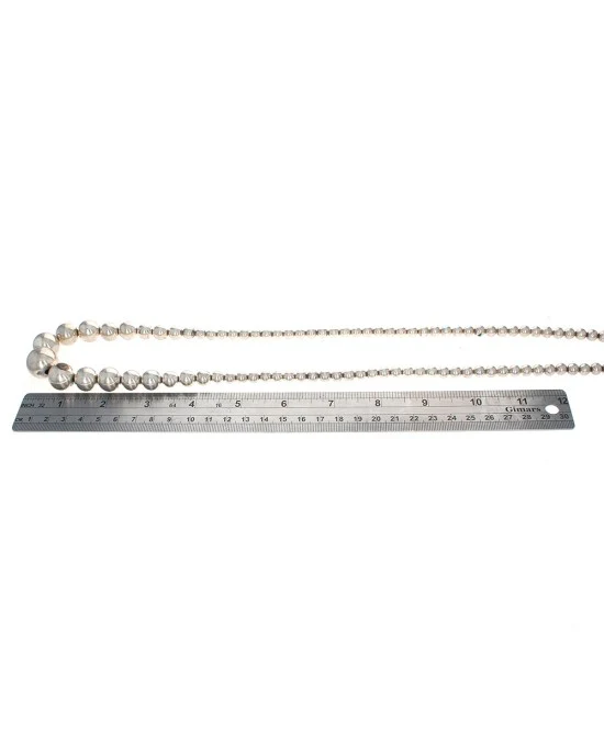 Navajo Sterling Silver Graduated Bead Necklace - Image 3