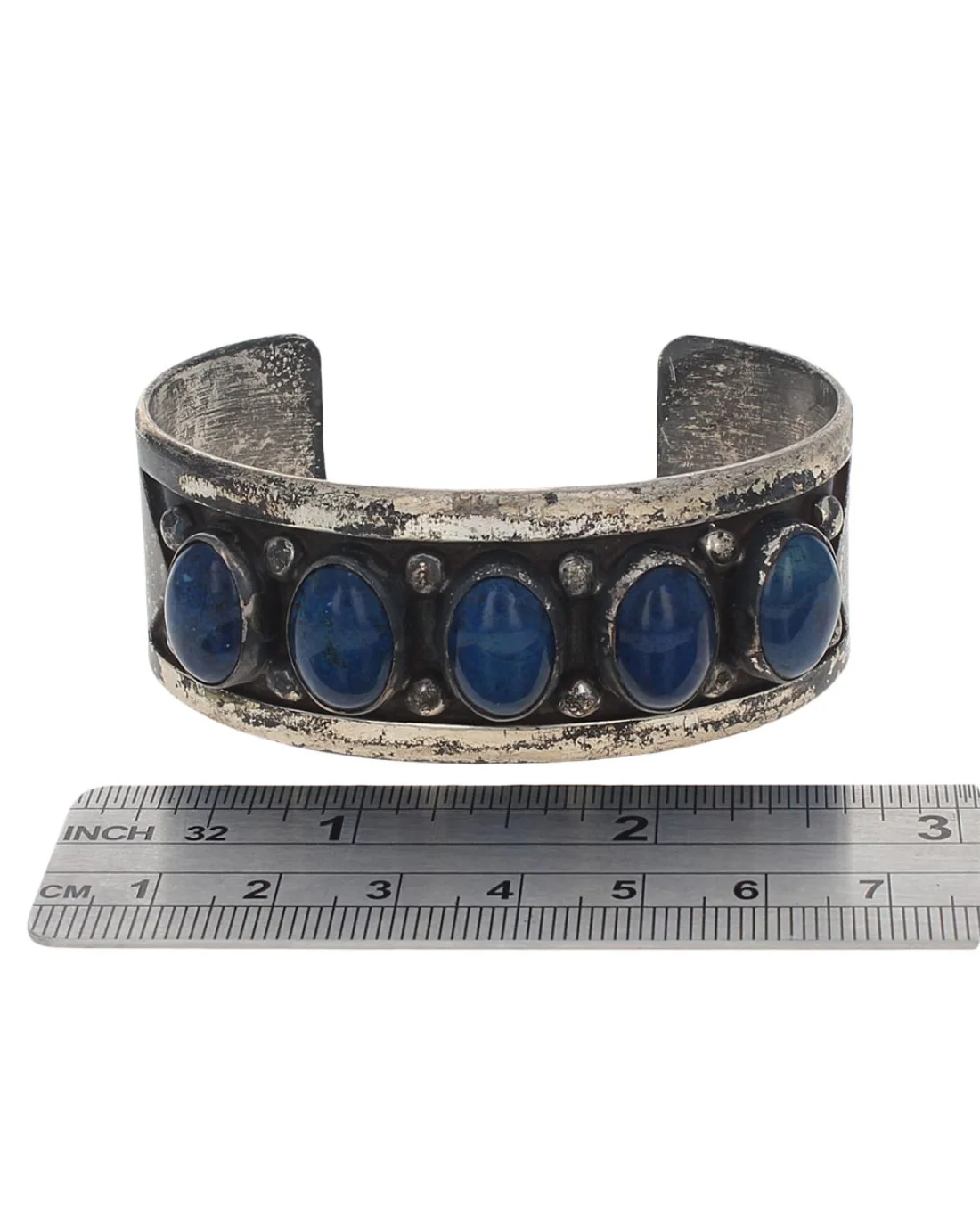 Navajo Sterling Silver & Lapis Lazuli Cuff Bracelet - Image 4