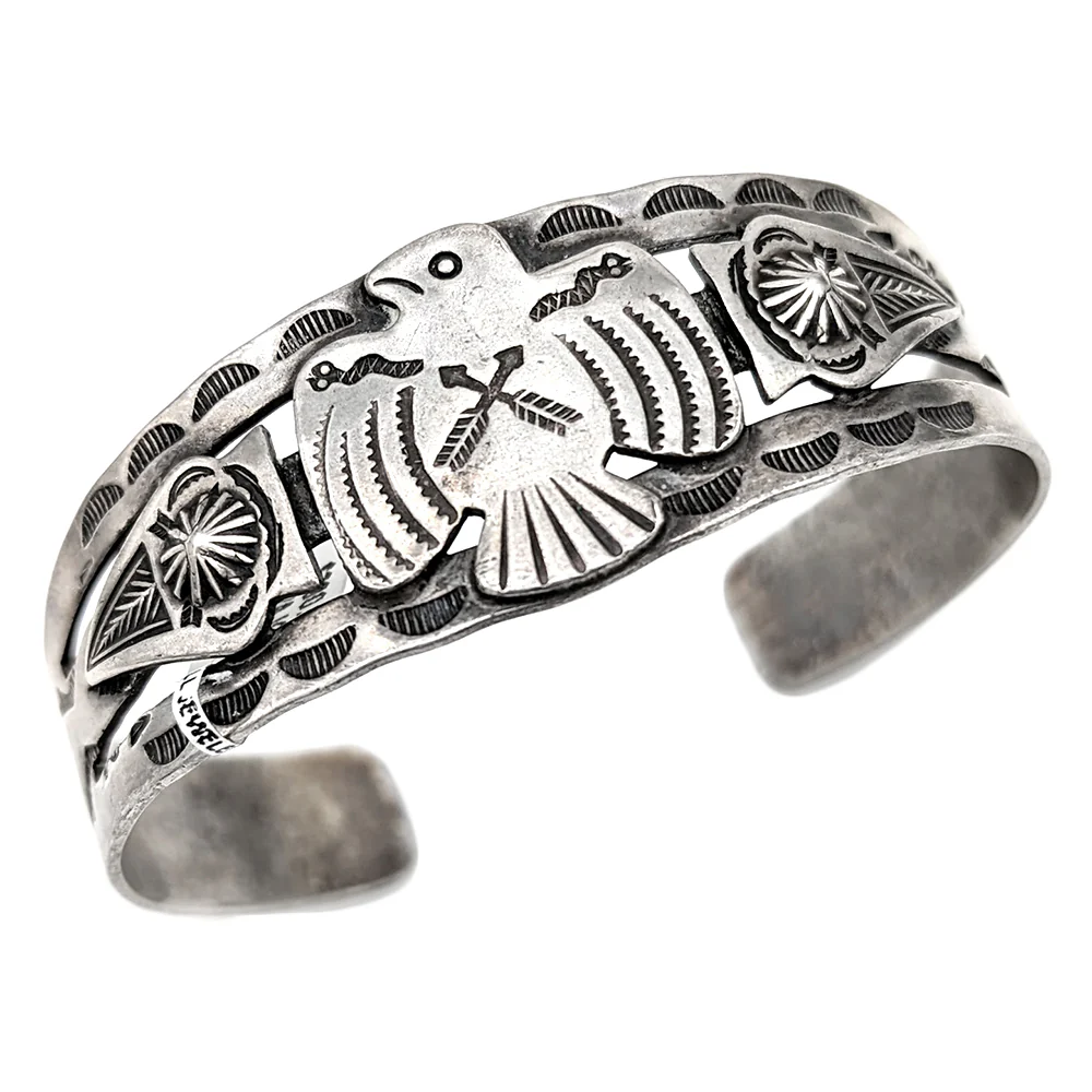 Navajo Sterling Silver Thunderbird Cuff Bracelet - Image 3