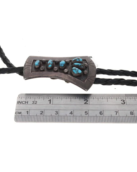 Navajo Sterling Silver & Turquoise Bolo Tie - Image 3