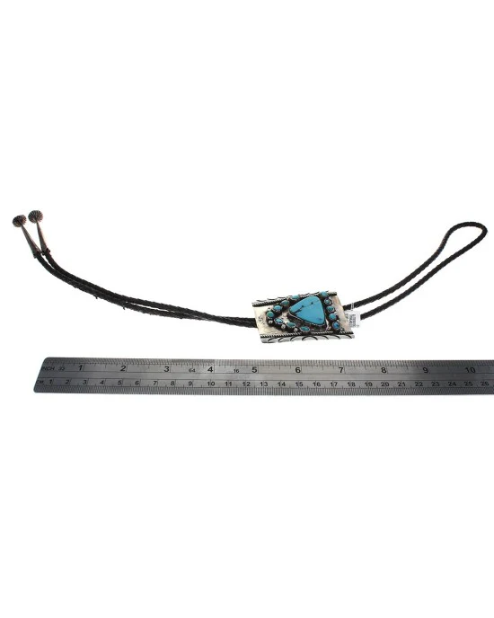 Navajo Sterling Silver & Turquoise Bolo Tie - Image 3
