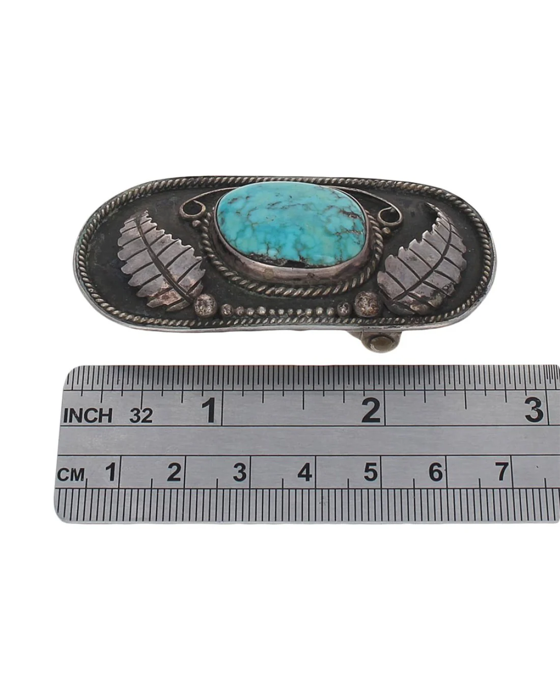 Navajo Sterling Silver & Turquoise Buckle - Image 3