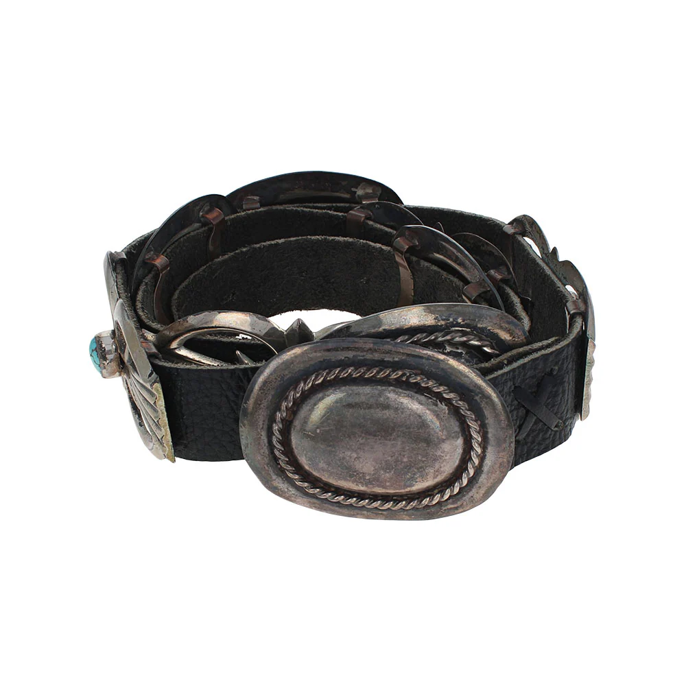 Navajo Sterling Silver & Turquoise Concho Belt - Image 2