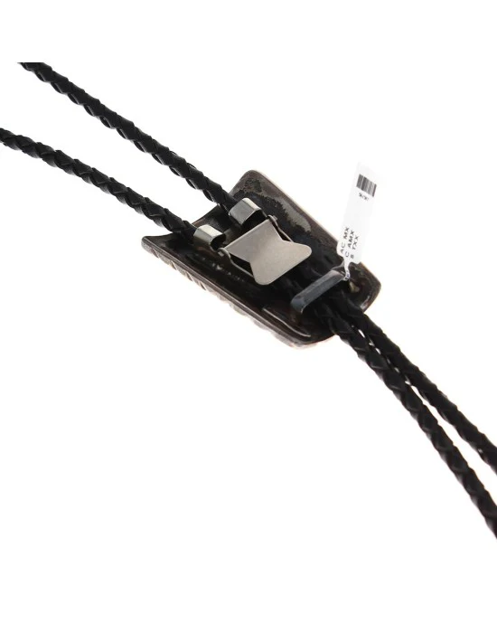 Navajo Sterling Silver Turquoise & Coral Kokopelli Bolo Tie - Image 2