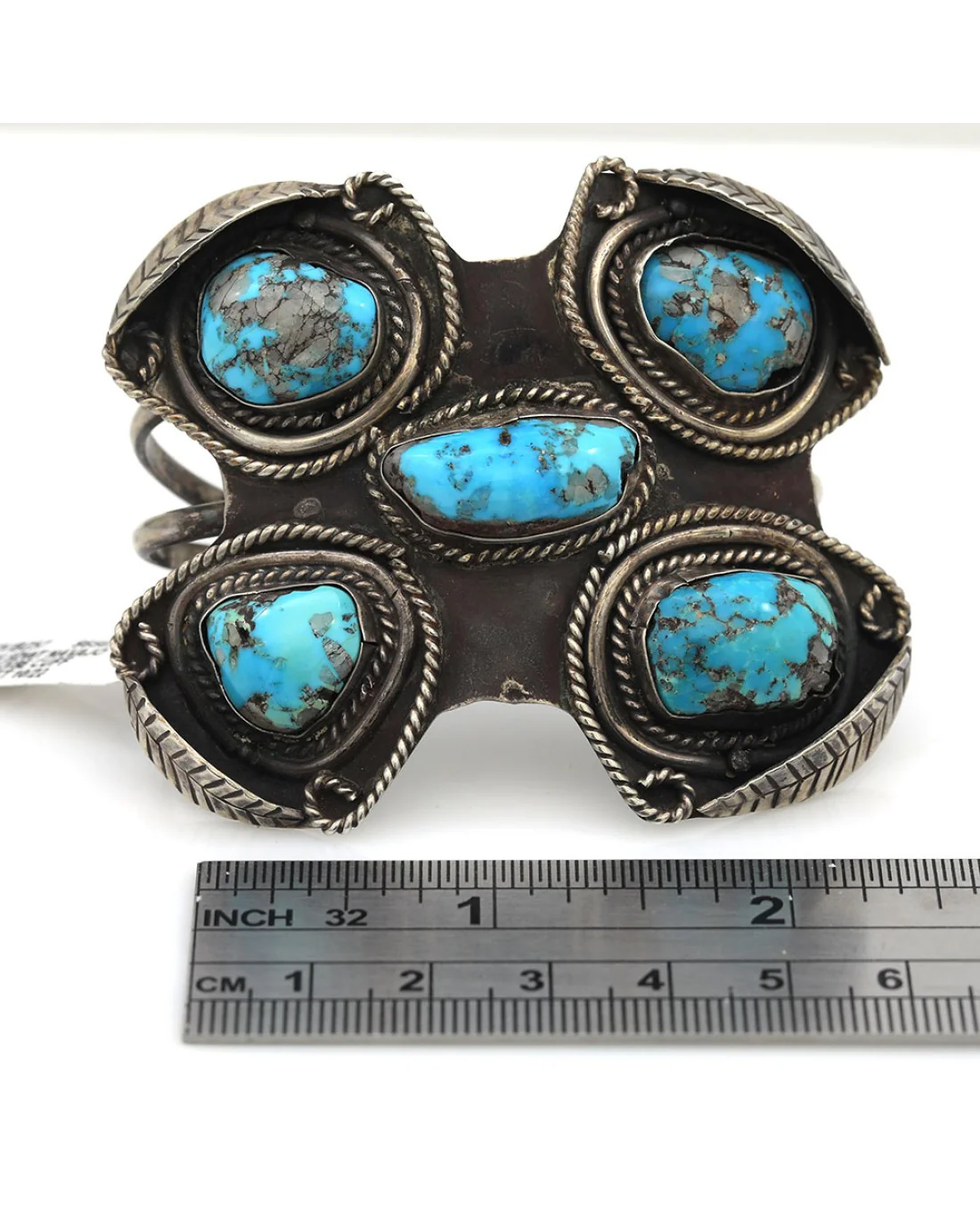 Navajo Sterling Silver & Turquoise Cuff Bracelet - Image 3
