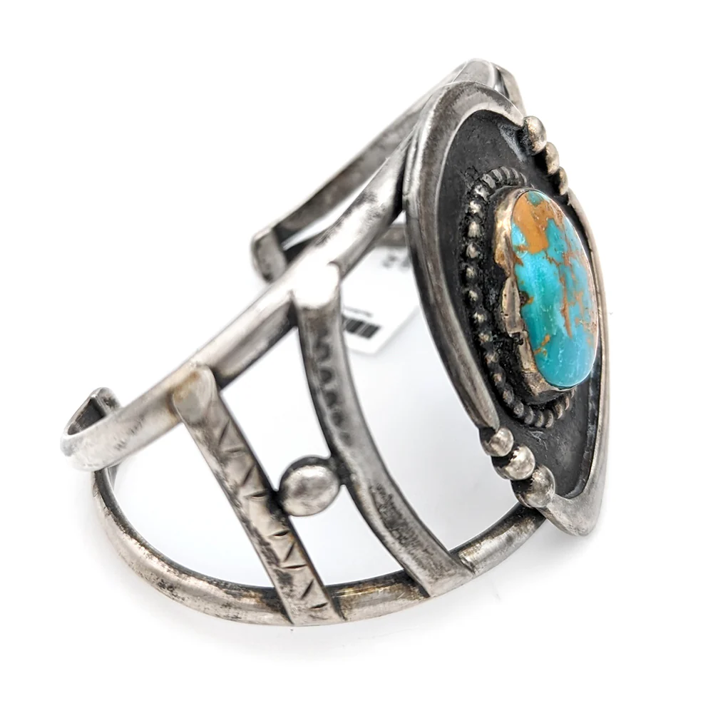 Navajo Sterling Silver & Turquoise Cuff Bracelet - Image 2