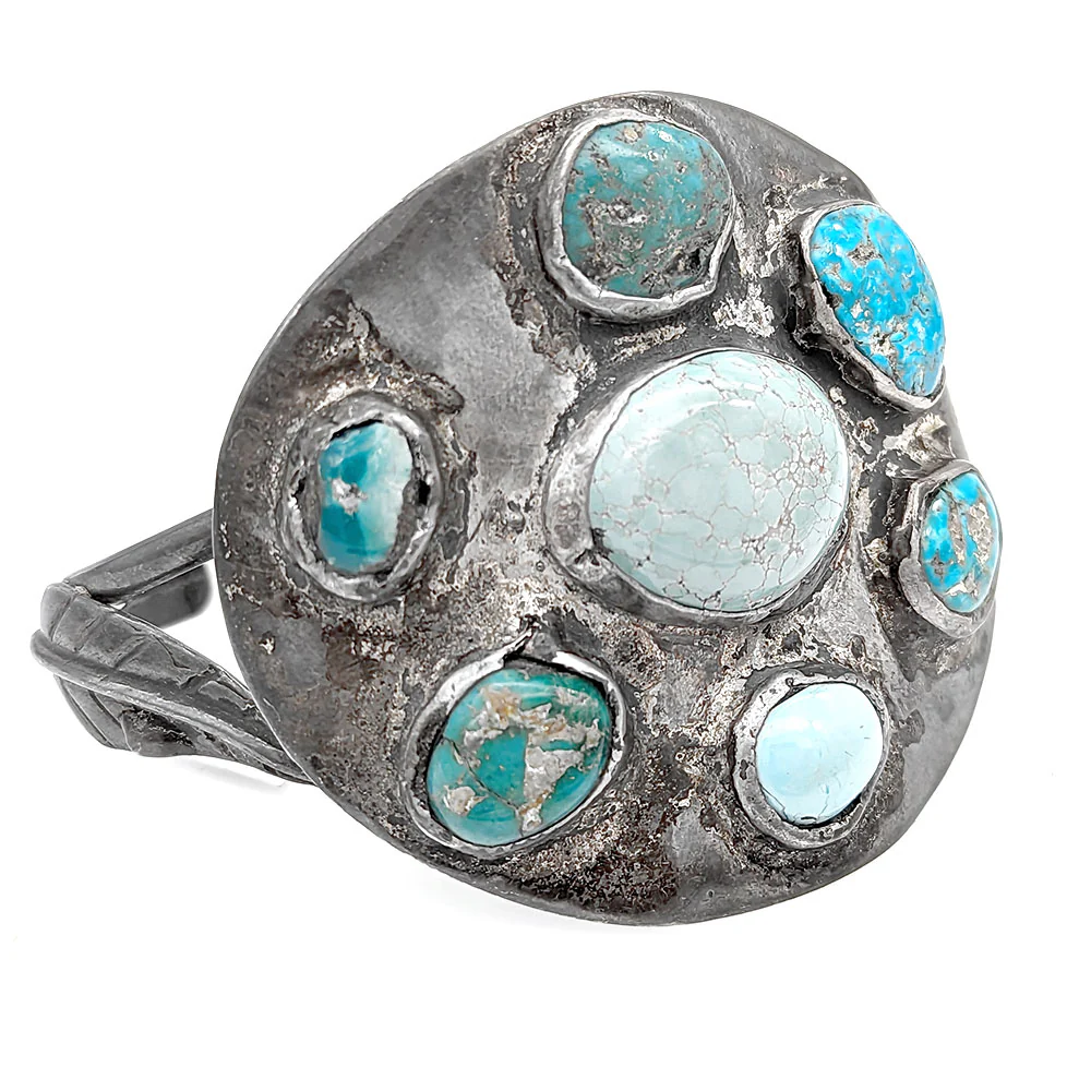 Navajo Sterling Silver & Turquoise Cuff Bracelet - Image 2