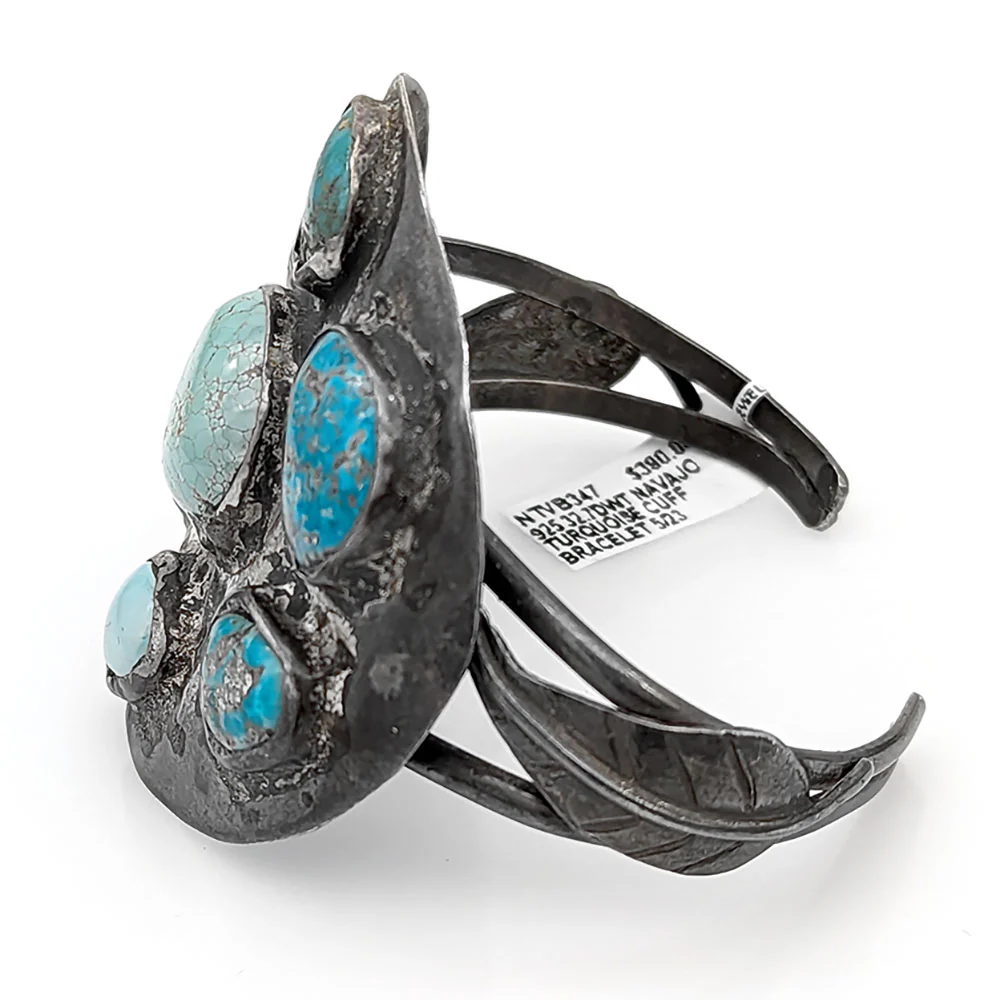 Navajo Sterling Silver & Turquoise Cuff Bracelet - Image 3