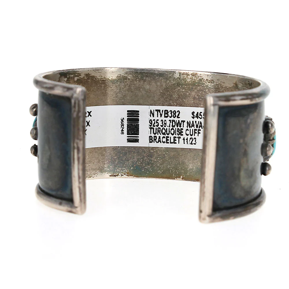 Navajo Sterling Silver & Turquoise Cuff Bracelet - Image 2