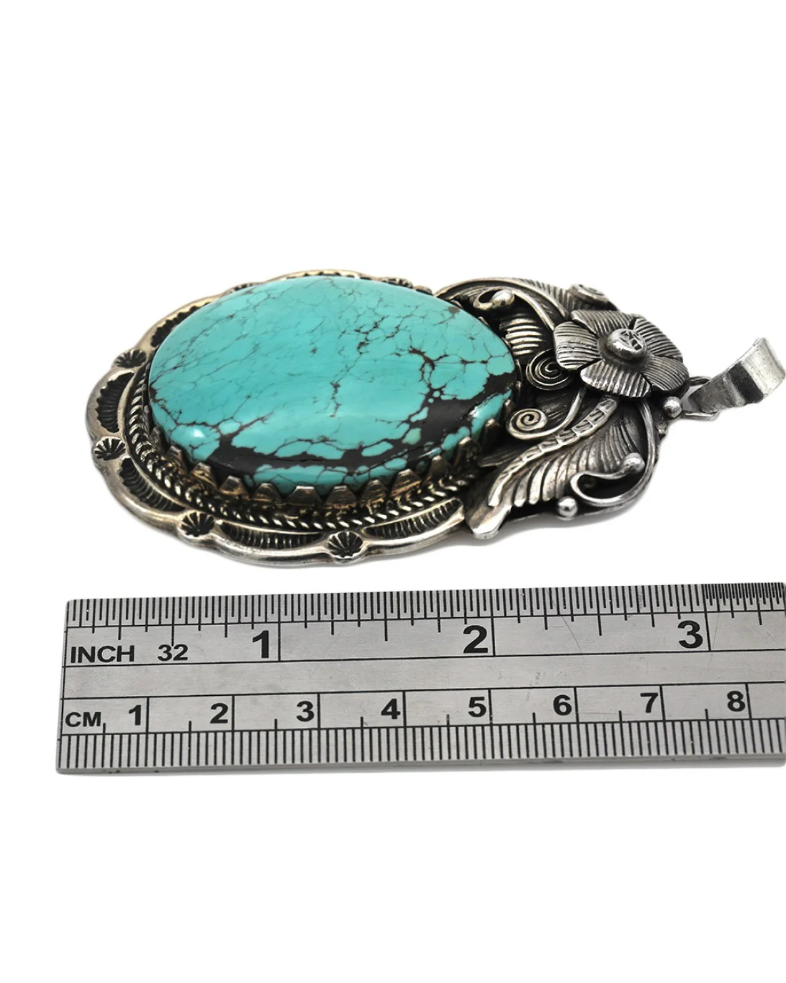 Navajo Sterling Silver & Turquoise Pendant - Image 3