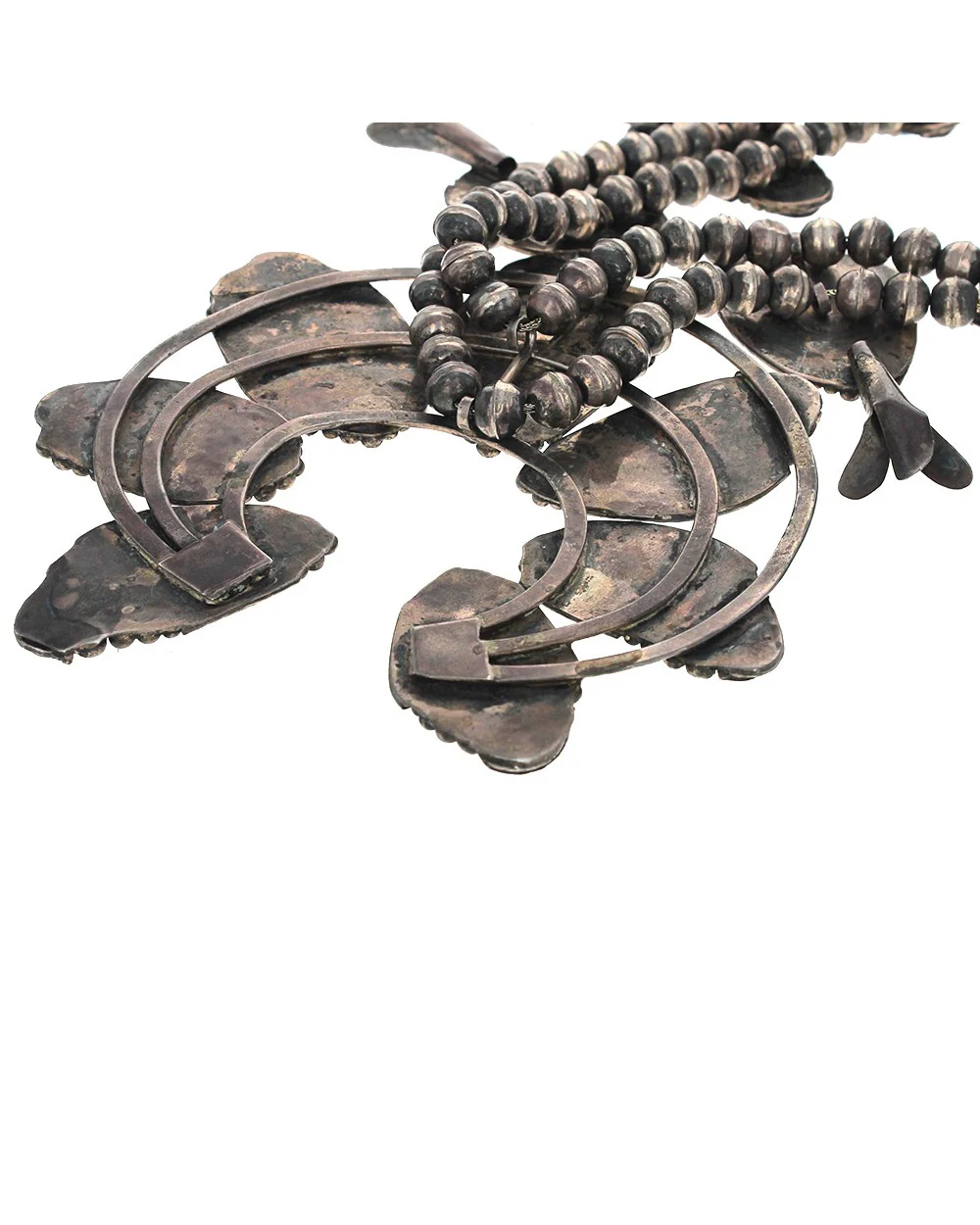 Navajo Sterling Silver & Turquoise Squash Blossom Necklace - Image 2
