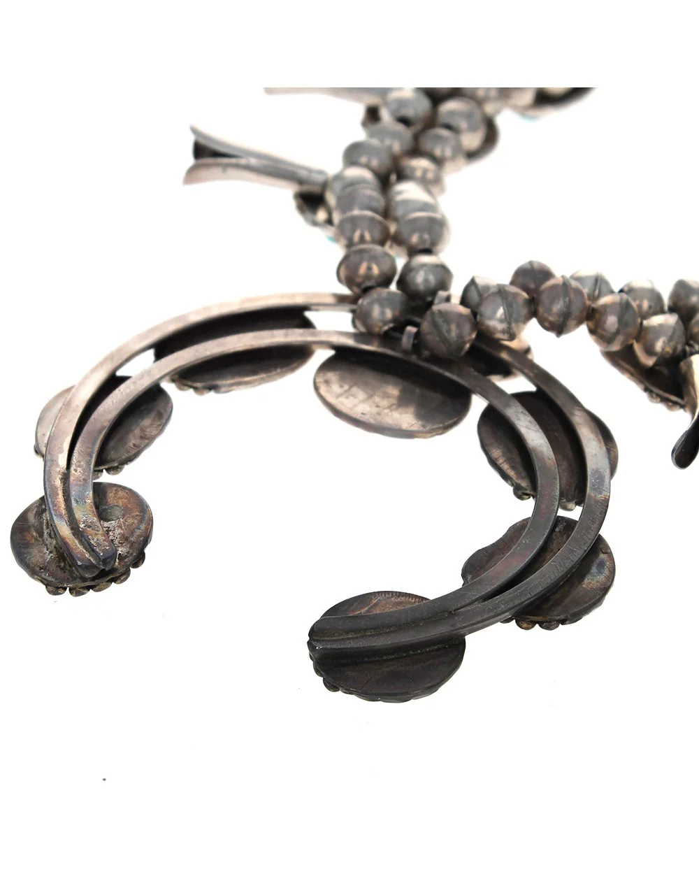 Navajo Sterling Silver & Turquoise Squash Blossom Necklace - Image 2
