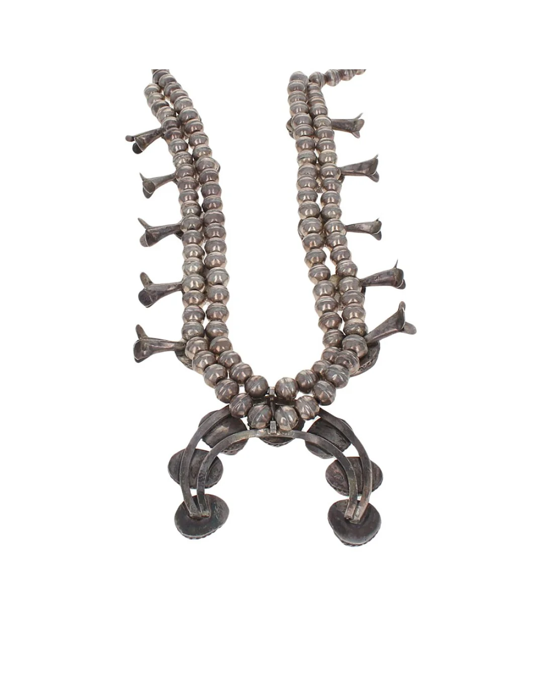 Navajo Sterling Silver & Turquoise Squash Blossom Necklace - Image 3