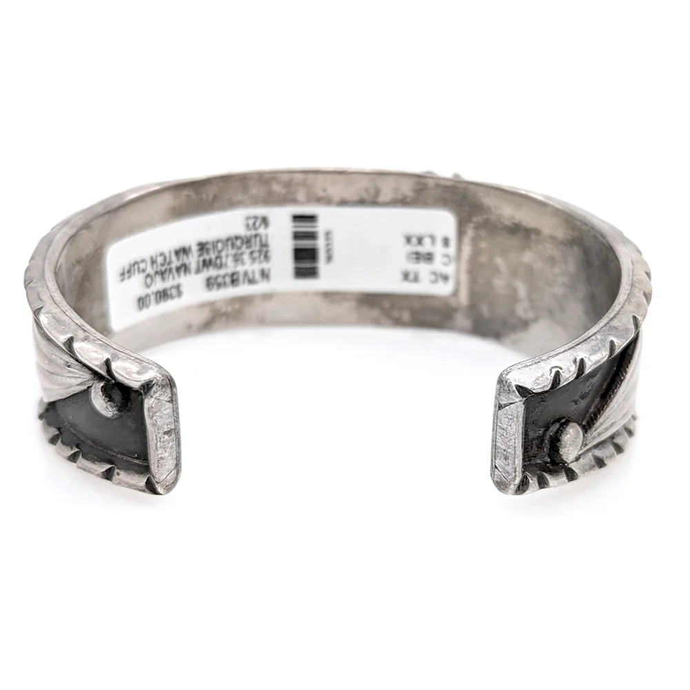 Navajo Sterling Silver & Turquoise Watch Cuff Bracelet - Image 4