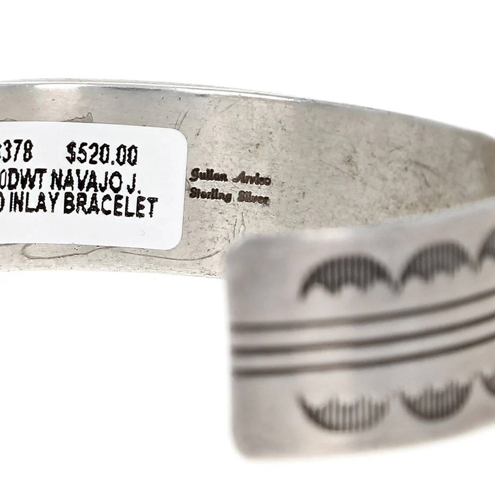 Navajo Julian Arviso Sterling Silver Multi-Stone Inlay Cuff Bracelet - Image 2