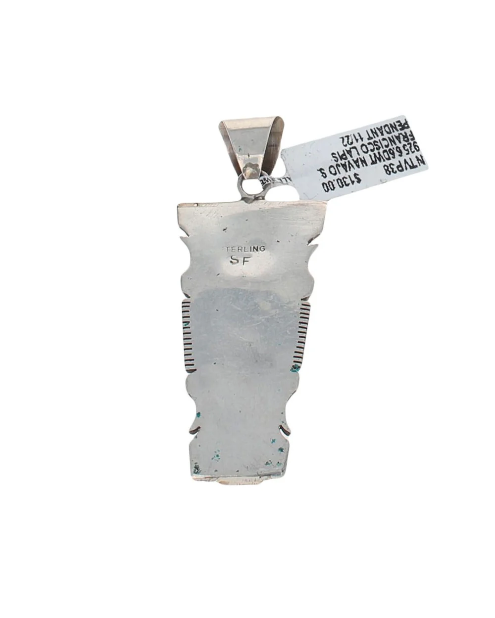 Navajo Steve Francisco Sterling Silver Denim Lapis Pendant - Image 2