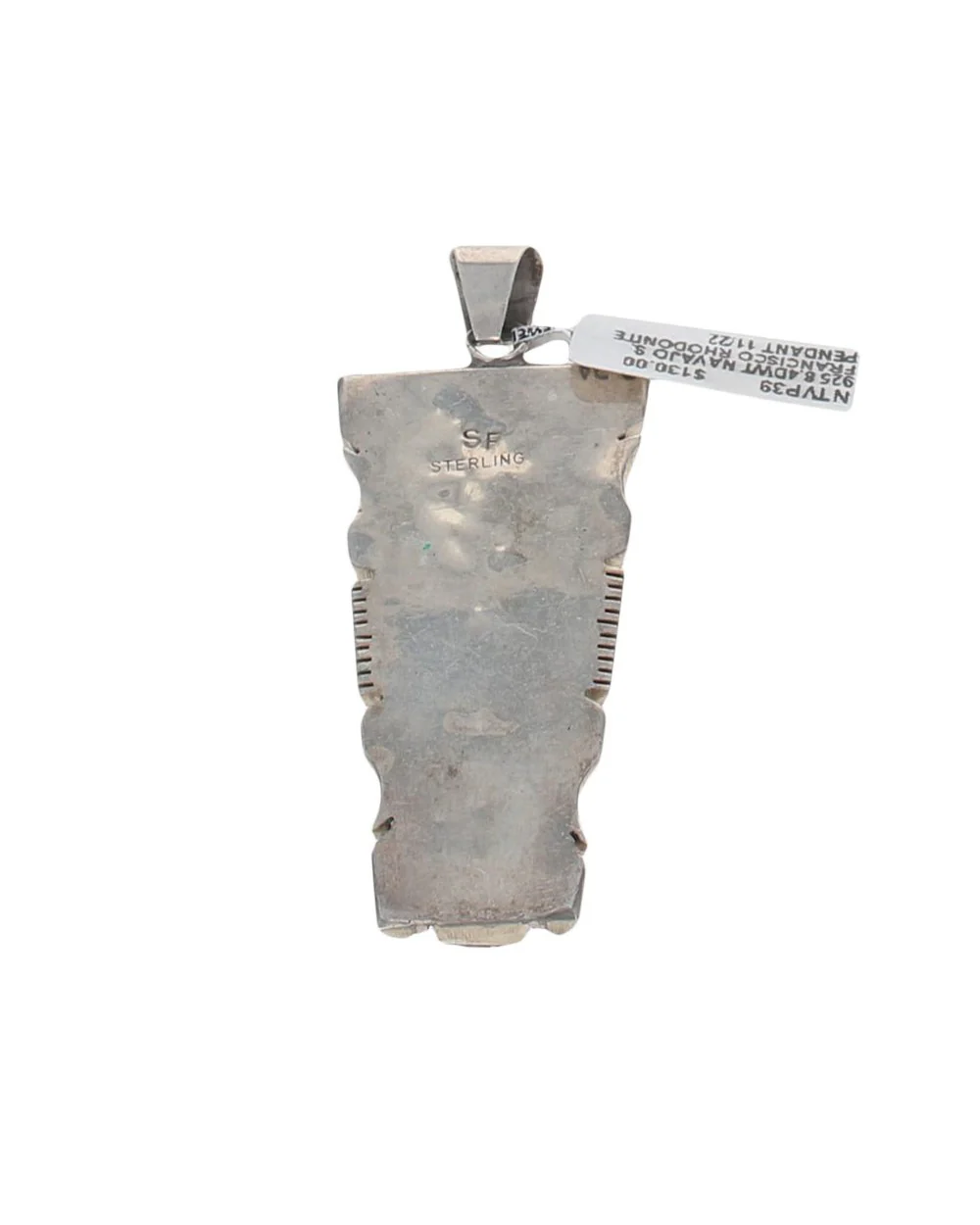 Navajo Steve Francisco Sterling Silver Rhodonite Pendant - Image 2