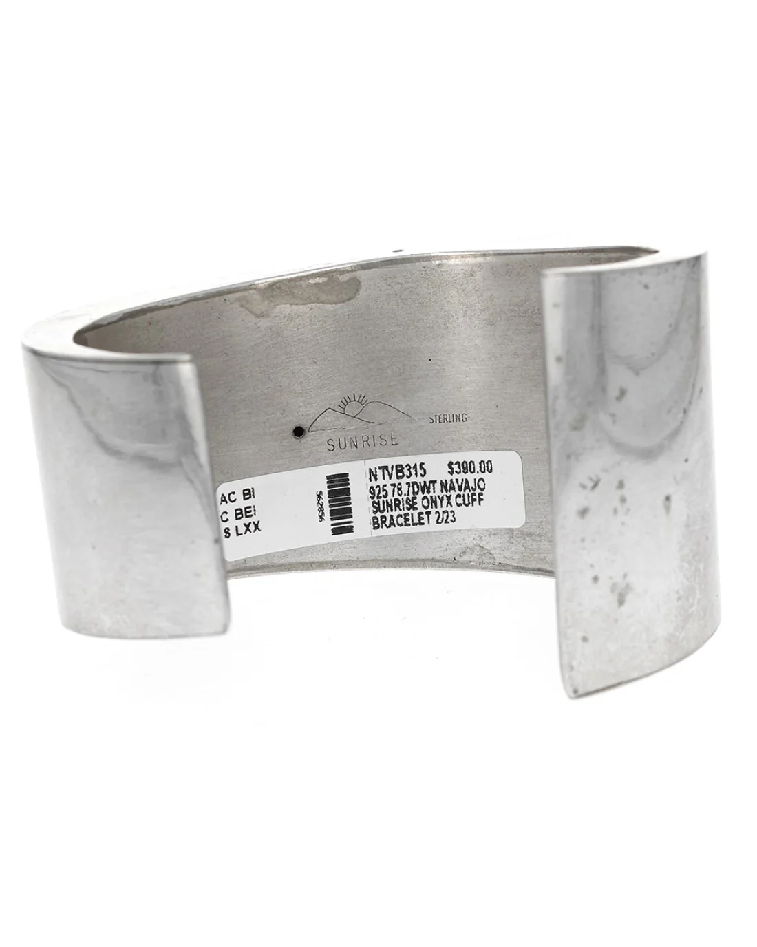 Navajo Sunrise Sterling Silver Black Onyx Cuff Bracelet - Image 2
